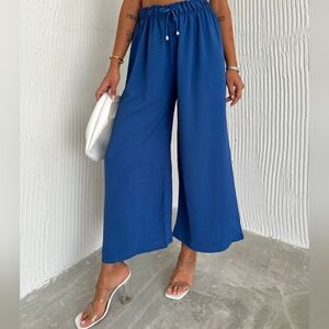 Elegant Blue Wide-Leg Palazzo Pants S to XL NWT
